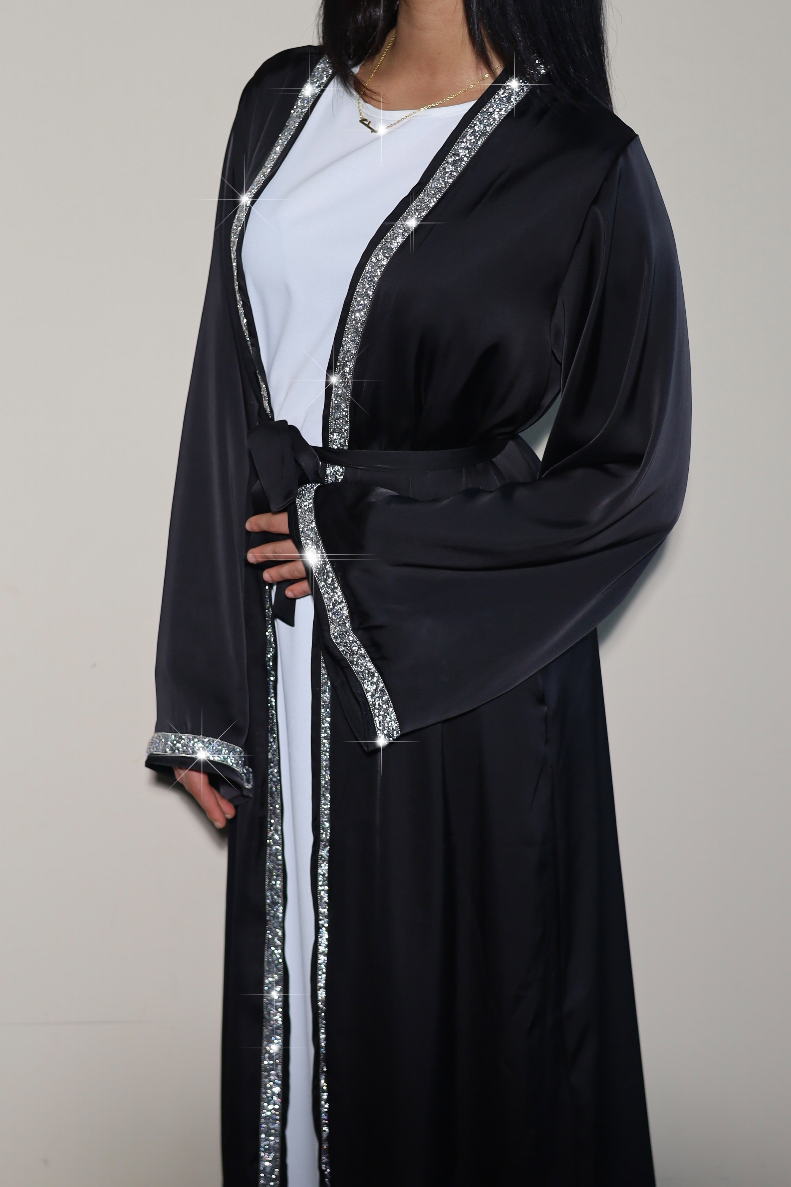 DUBAI ABAYA - SATIN ARABIAN BLACK