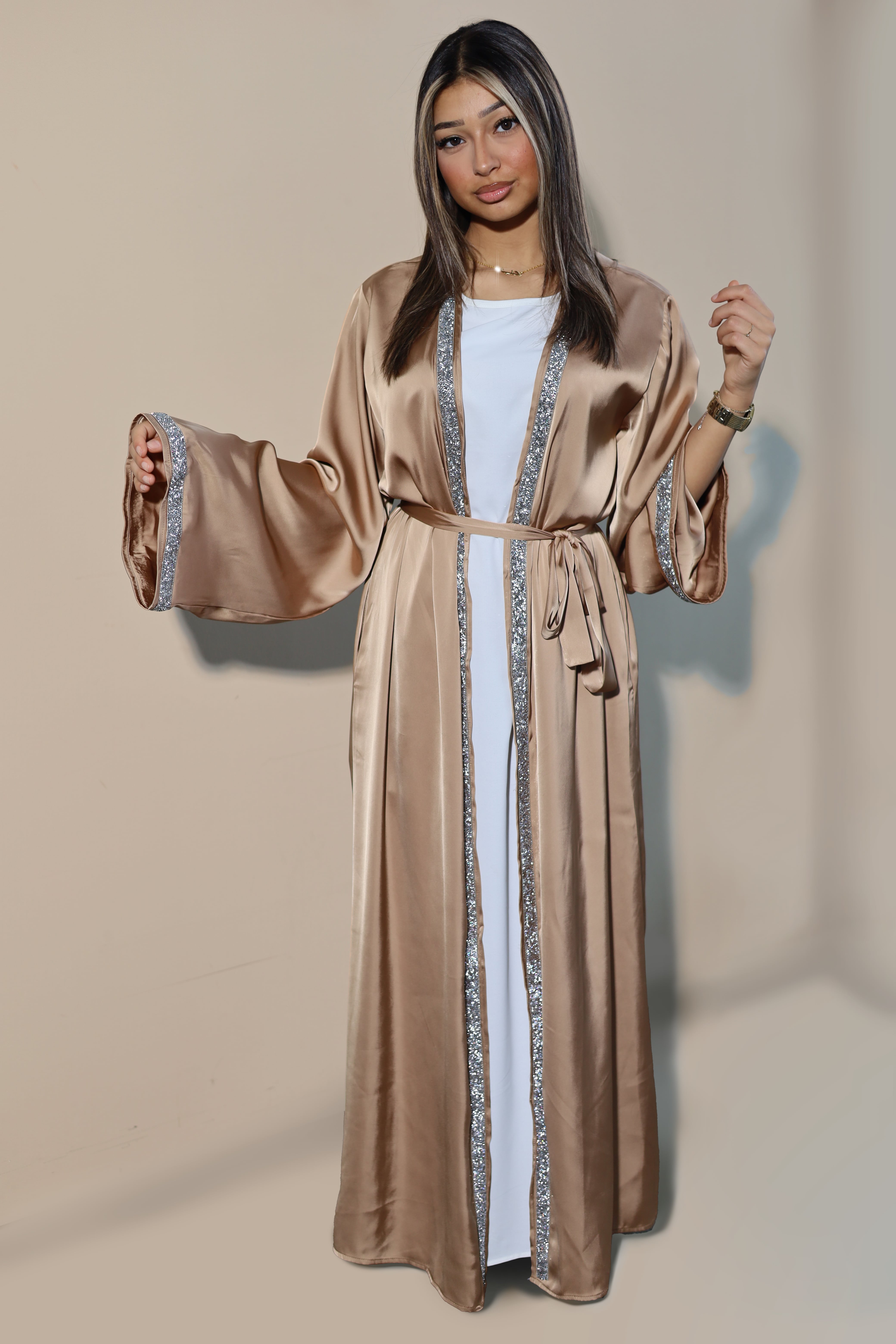 DUBAI ABAYAS - SHINY SATIN GOLD