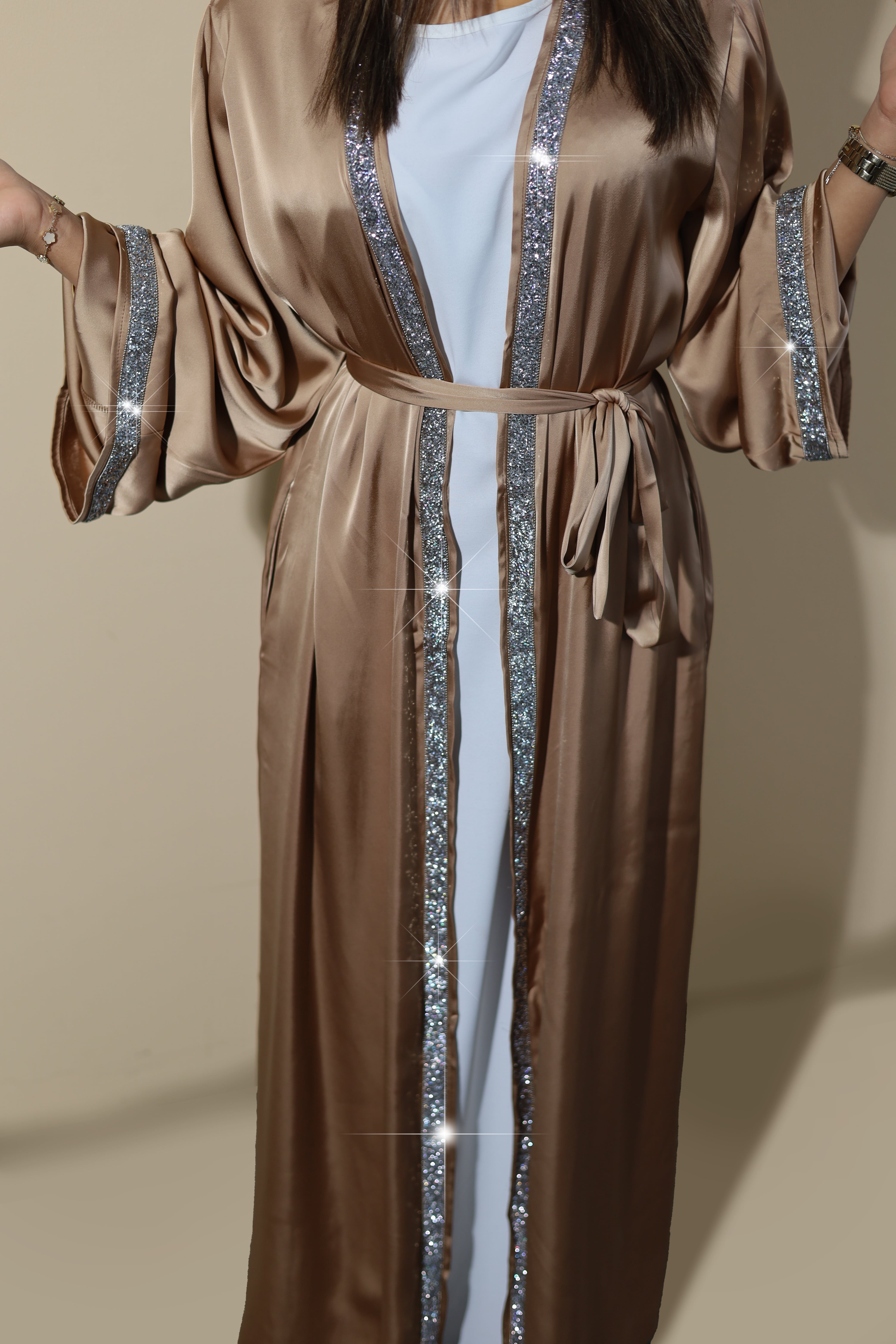 DUBAI ABAYAS - SHINY SATIN GOLD